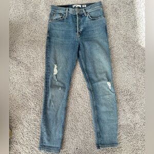Re/Done Originals High Rise Ankle Crop Stretch Jeans